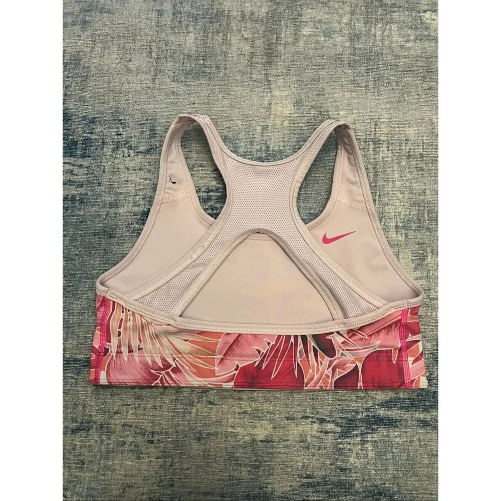 Nike Girls Reversible Tropical Leaf Print Pale Baby Pink Sports Bra Large